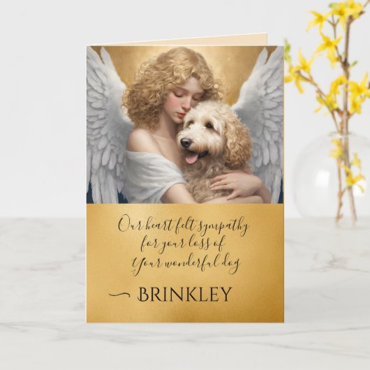 Beileid für verlassene Goldendoodle Karte (Gelbe Blume)