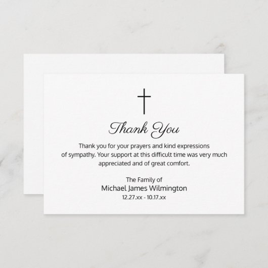 Beileid-Gedenkkreuz Dankeschön Dankeskarte (Vorne/Hinten)