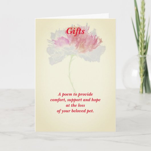 Beileid "Gedicht Faltes für weibliche Heimtiere" Karte (Vorderseite)