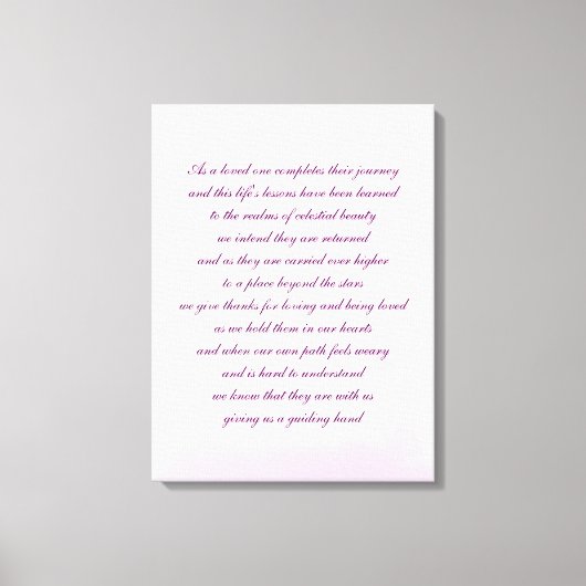 Beileid Gedicht Kunst Leinwanddruck (Vorderseite)
