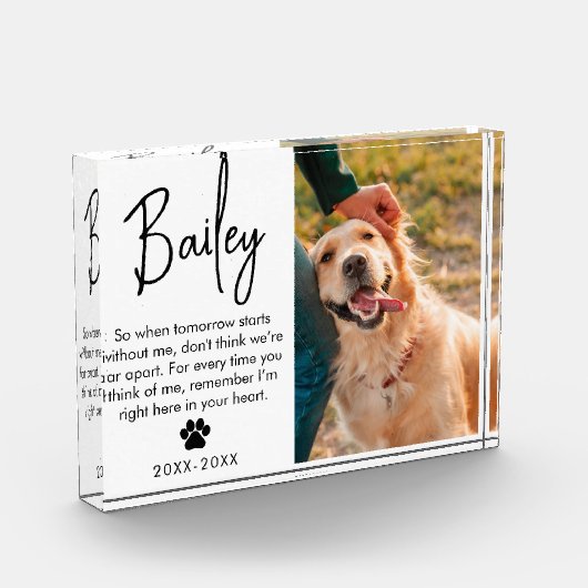 Beileid-Geschenk für Katzen oder Hunde Fotoblock (Links)