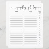 Beileid Geschenkprotokoll und Vielen Dank Tracker (Vorne/Hinten)