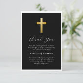 Beileid Gold Cross Foto Beerdigung Dankeskarte (Stehend Vorderseite)