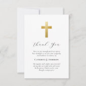 Beileid Gold Cross Foto Beerdigung Dankeskarte (Vorderseite)