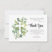 Beileid Greenery Cross Beerdigung Dankeskarte (Vorderseite)
