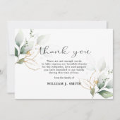 Beileid Greenery Gold Blätter DANKEN | FOTO Dankeskarte (Vorderseite)