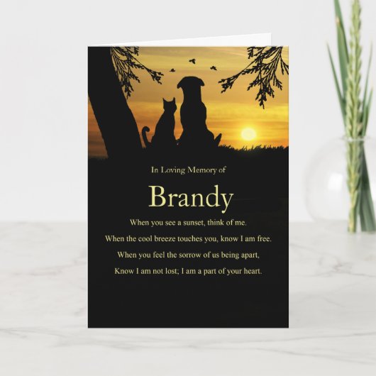 Beileid Haustier mit Hund und Katze Individuelle N Karte (Vorderseite)