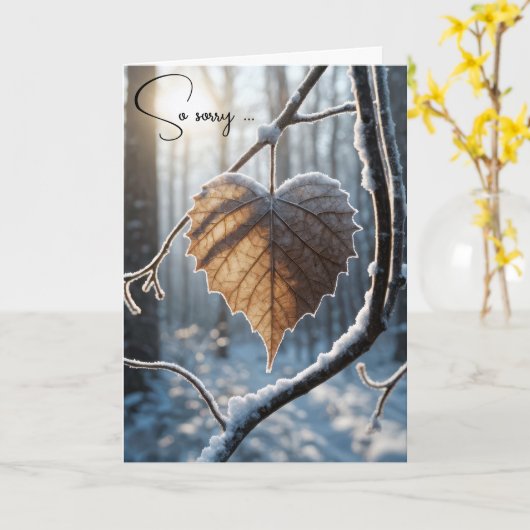 Beileid Herzförmiges Winterleaf Karte (Gelbe Blume)