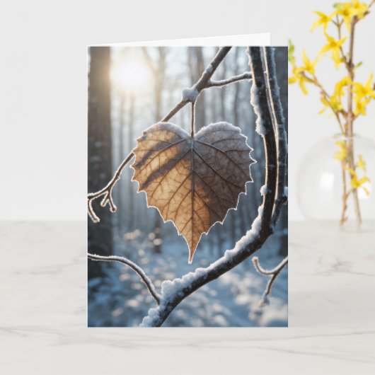 Beileid Herzförmiges Winterleaf Karte (Gelbe Blume)