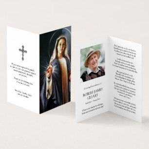 Beileid Holy Cards Mary   Heiliges Herz Visitenkarten