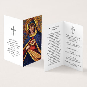 Beileid Holy Cards Mary   Unbeflecktes Herz Visitenkarten