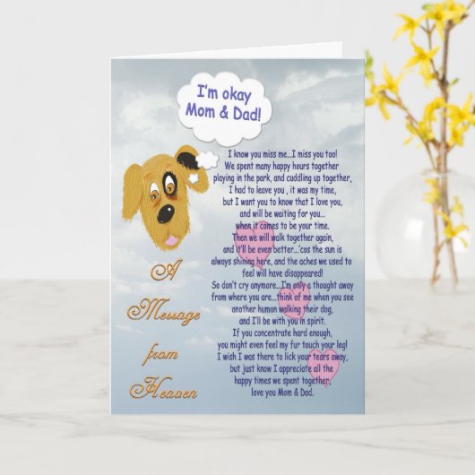 Beileid/Hund-Mama und Vater Karte (Gelbe Blume)