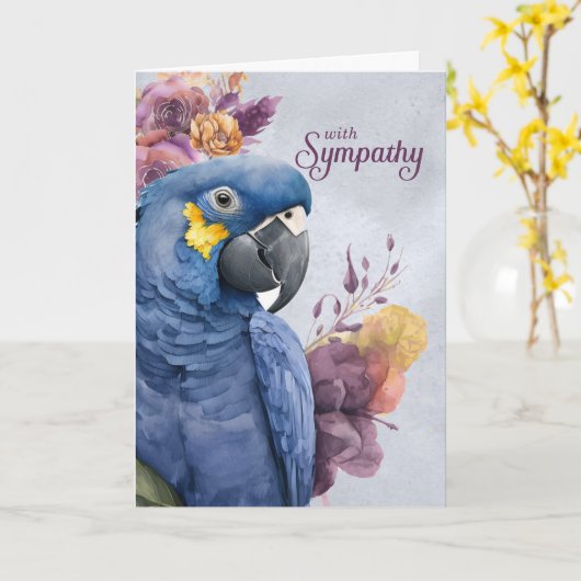 Beileid Hyacinth Macaw Lila Botanisch Karte (Gelbe Blume)