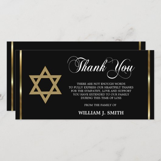 Beileid Jewish Star David DANK YOU | FOTO Dankeskarte (Vorne/Hinten)