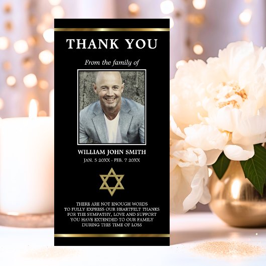 Beileid Jewish Star David DANK YOU | FOTO Dankeskarte