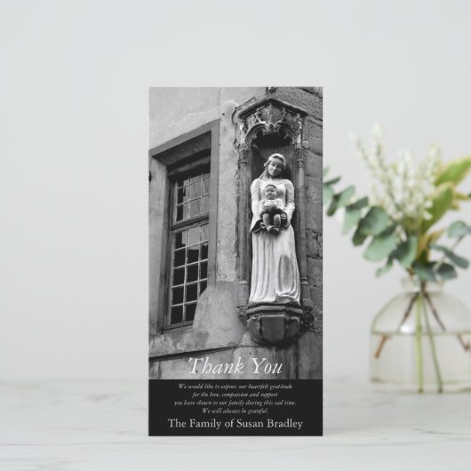 Beileid Jungfrau und Kind 2 Vielen Dank Dankeskarte (Stehend Vorderseite)