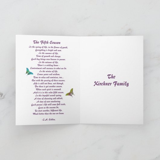 Beileid Karte (Innenseite)