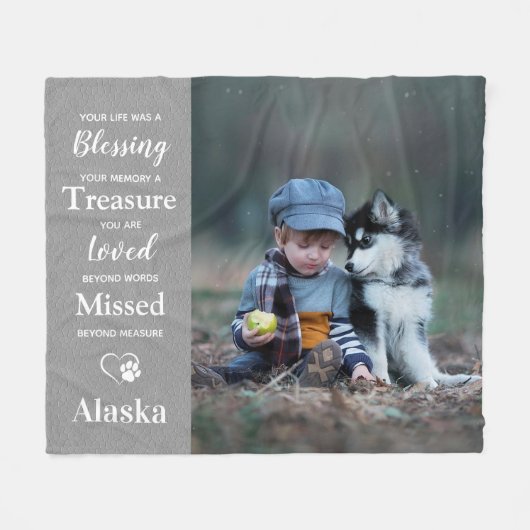 Beileid-Kostenvoranschlag für Haustiere Gedenkvera Fleecedecke (Vorderseite (Horizontal))