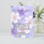 Beileid Lavender und White Lilies Dankeskarte (Stehend Vorderseite)