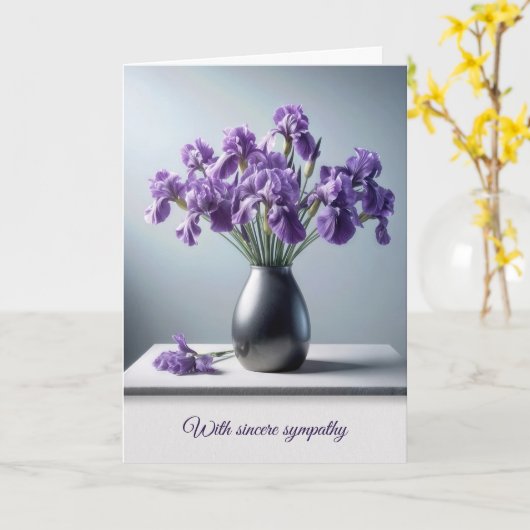 Beileid Lila Iris Bouquet Karte (Gelbe Blume)
