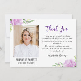 Beileid Lila und rosa Blume Foto Beerdigung Dankeskarte