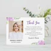 Beileid Lila und rosa Blume Foto Beerdigung Dankeskarte (Stehend Vorderseite)