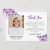 Beileid Lila Wilde Blume Foto Beerdigung Dankeskarte (Vorne/Hinten)