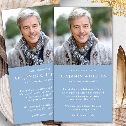 Beileid Loss Foto Blue Beerdigung Danke Karten