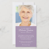 Beileid Loss Foto Mauve Beerdigung Danke Karten (Vorderseite)