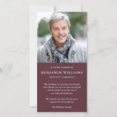 Beileid Loss Foto Merlot Beerdigung Danke Karten (Vorderseite)