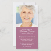 Beileid Loss Foto Violett Beerdigung Danke Karten (Vorderseite)