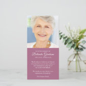 Beileid Loss Foto Violett Beerdigung Danke Karten (Stehend Vorderseite)