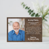 Beileid Love Memory Foto Imitate Lederbeerdigung Dankeskarte (Stehend Vorderseite)