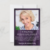 Beileid Love Memory Foto Marmor Lila Beerdigung Dankeskarte (Vorderseite)