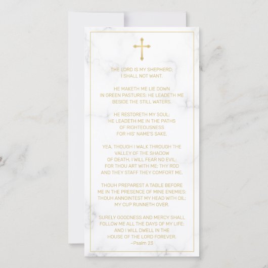 Beileid Marble Gold Script Cross Foto Gebet (Rückseite)