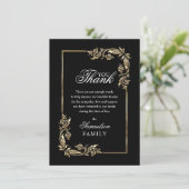 Beileid Memorial Black Gold FOTO Vielen Dank Dankeskarte (Stehend Vorderseite)