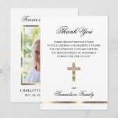 Beileid Memorial Cross Gold FOTO Vielen Dank Dankeskarte (Vorne/Hinten)