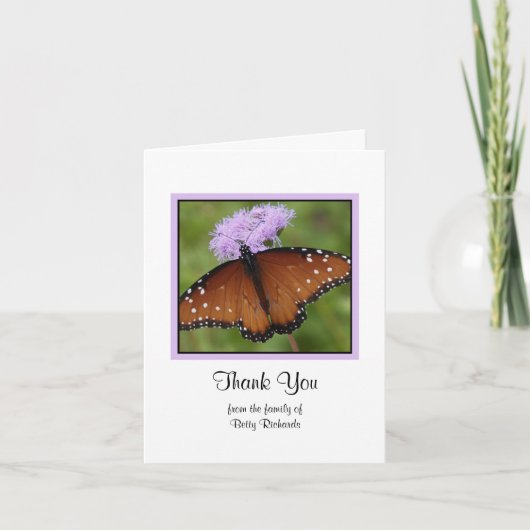 Beileid Memorial Danke Note Card - Butterfly (Vorderseite)