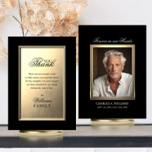 Beileid Memorial Elegantes Gold FOTO Vielen Dank
