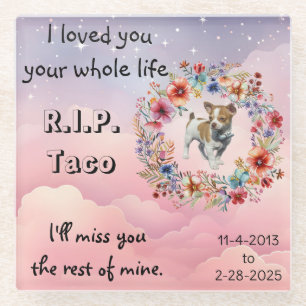 Beileid-Memorial Glass Untersetzer für Hunde oder