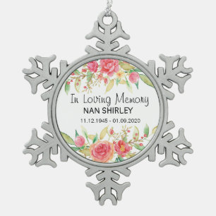 Beileid Memorial in Love Memory [anpassen] Schneeflocken Zinn-Ornament