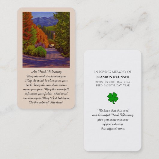 Beileid Memorial Irish Sessing Praetkarte Visitenkarte (Vorne/Hinten)