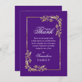 Beileid Memorial Lila Gold FOTO Vielen Dank Dankeskarte (Vorne/Hinten)