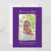 Beileid Memorial Lila Gold FOTO Vielen Dank Dankeskarte (Rückseite)