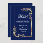 Beileid Memorial Navy Blue Gold Vielen Dank Dankeskarte (Vorne/Hinten)