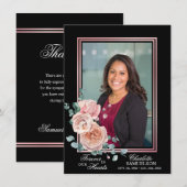 Beileid Memorial Pink Floral FOTO Vielen Dank Dankeskarte (Vorne/Hinten)