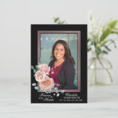 Beileid Memorial Pink Floral FOTO Vielen Dank Dankeskarte (Stehend Vorderseite)