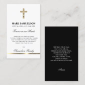 Beileid Memorial Religious Cross Gold | PRAYER Visitenkarte (Vorne/Hinten)