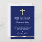 Beileid Memorial Religious Cross Navy Gold Dankeskarte (Vorderseite)