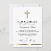 Beileid Memorial Religious Cross White Gold Dankeskarte (Vorderseite)